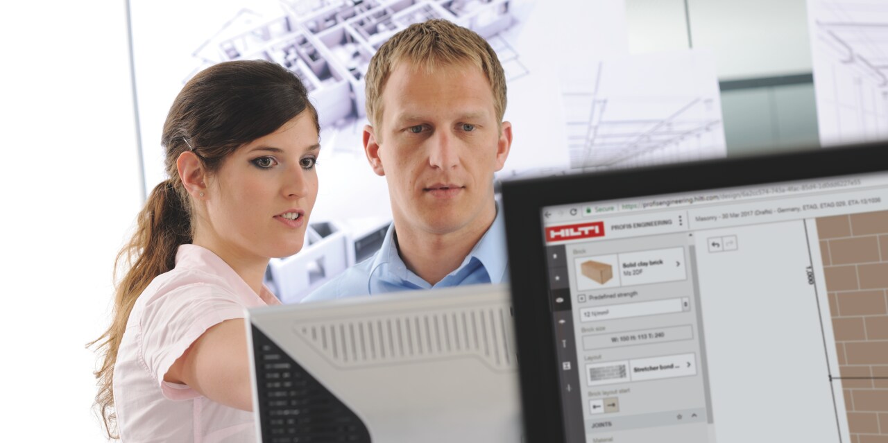 Hilti engineers discussing a MEP project