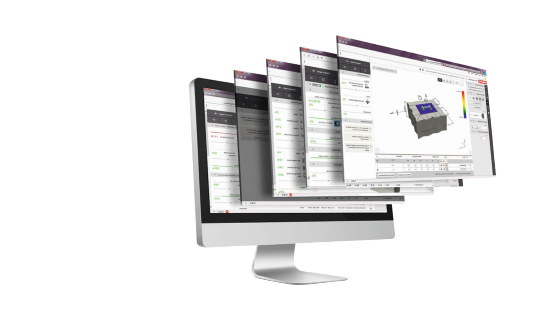Desktop with multiple screenshots of rebar design  