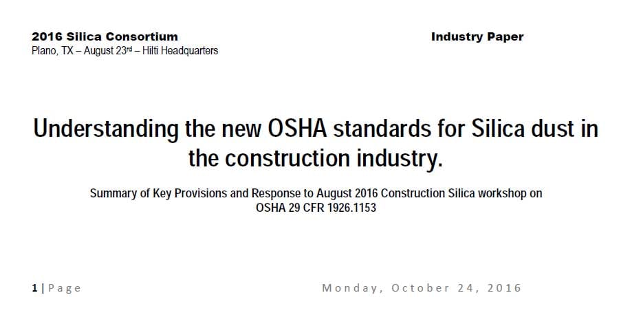 Hilti White Paper - New OSHA Standards for Silica Dust Hilti White Paper - New OSHA Standards for Silica Dust