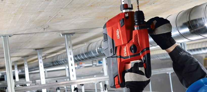TE 6-A, mechanical drilling application, Mechanical customer drilling in concrete with 5.2Amp battery w/ DRS