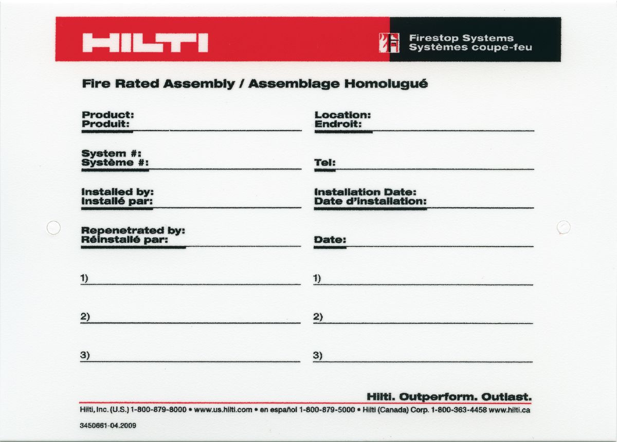 Firestop system plastic label - Firestop Stickers and Labels ...