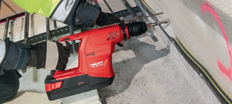 TE 30-A36 Cordless rotary hammer Powerful SDS Plus (TE-C) cordless rotary hammer for heavy-duty concrete drilling and corrective chiseling Applications 1