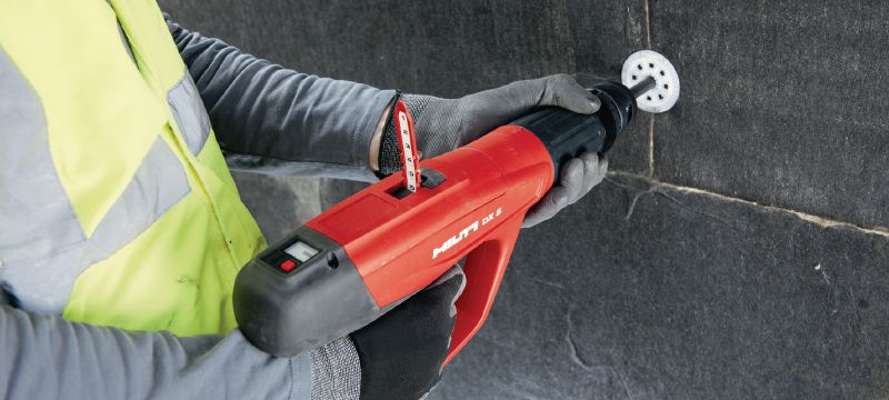 DX 5-IE Powder-actuated insulation fastening tool Digitally enabled, fully automatic, high-productivity powder actuated tool for fastening insulation on soft to tough concrete, masonry and steel Applications 1
