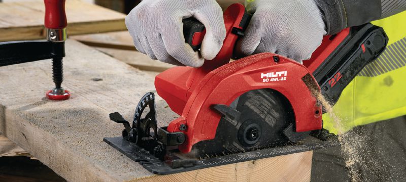 SC 4WL-22 Cordless circular saw Cordless circular saw with maximized run time per charge for fast, straight cuts in wood up to 57 mm│2-1/4” depth (Nuron battery platform) Applications 1