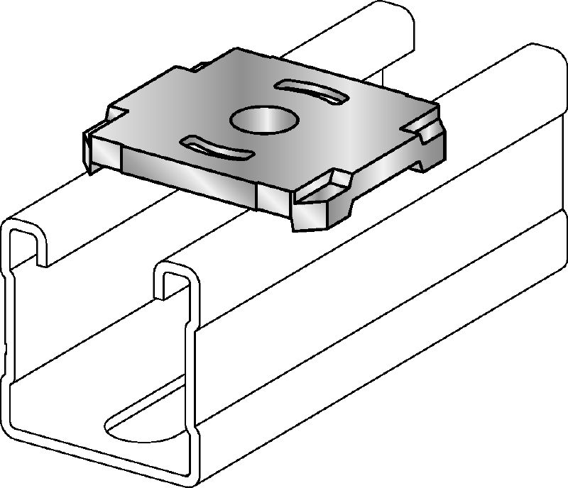 MQZ-F Bored plate (stainless steel) Stainless steel (A4) bored plate for trapeze assembly and anchoring (imperial)