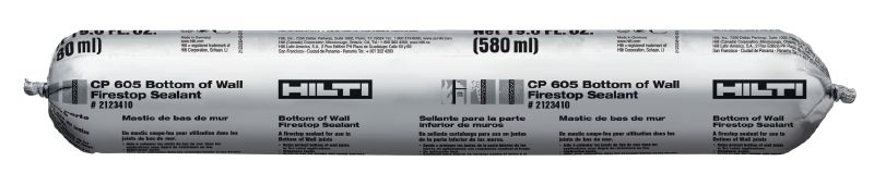 CP- 605 Bottom-of-wall firestop sealant Low-shrinkage and easy-to-dispense firestop sealant for fire-rated and non-rated bottom of walls