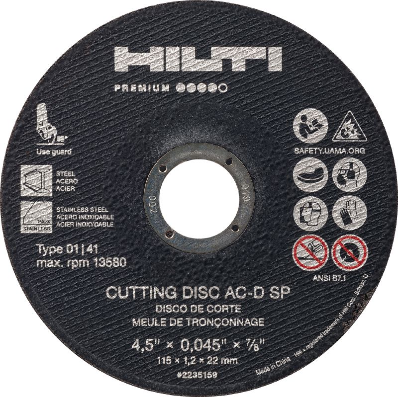 AC-D SP Type 1 Cut-off wheel High-performance thin cut-off wheel for cutting stainless/carbon steel using an angle grinder