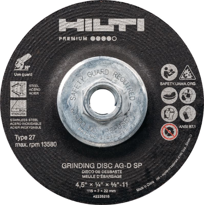 AG-D SP Grinding disc High-performance abrasive grinding disc for fast, rough grinding of stainless/carbon steel (with hub)