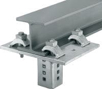 MI-SGC M12 Hot-dip galvanized (HDG) single beam clamp for connecting MIQ steel baseplates to steel beams