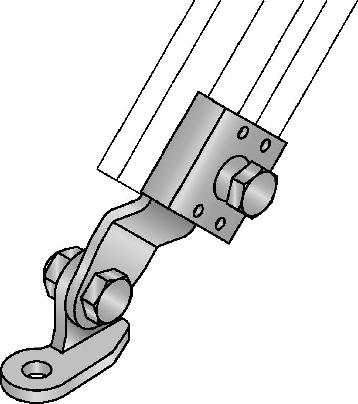 MQS-SP-L seismic longitudinal connector Galvanized preassembled channel connector with FM approval for longitudinal seismic bracing of fire sprinkler pipes