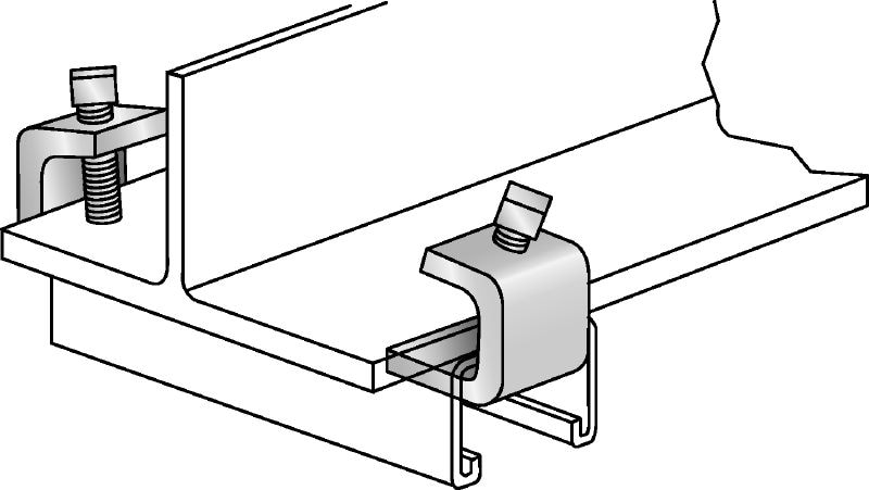 SBC Electrogalvanized beam clamps for attaching strut channels to steel beams for light-duty applications