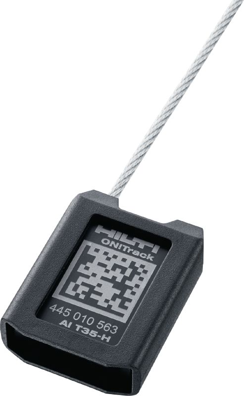 AI T35-H Asset tag Very robust aluminum asset tag with metal wire shackle for tracking tools and equipment exposed to heavy usage