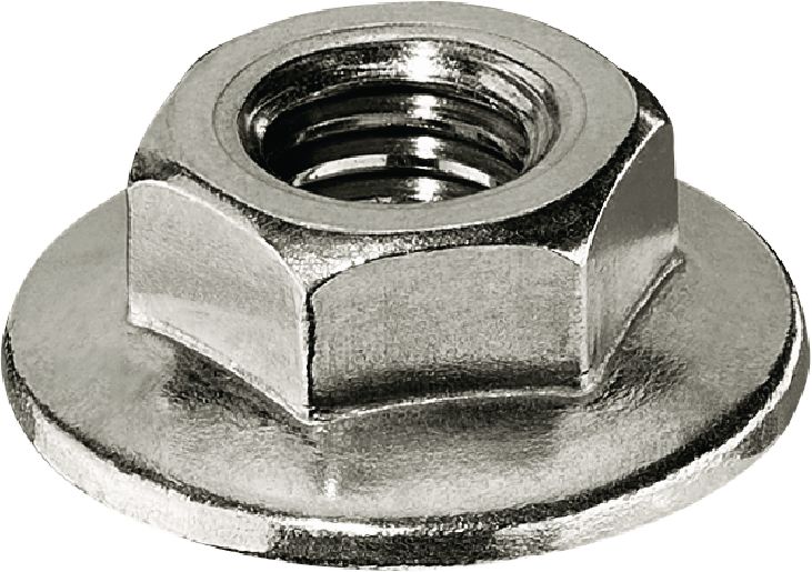 Wide Flange nut M8 Stainless steel wide flange nut for fastening MEP installations to steel using S-BT or X-BT studs