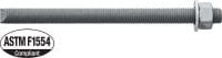 HAS-B-105 HDG Anchor rod High-performance anchor rod for injectable and capsule hybrid/epoxy anchors (carbon steel, ASTM F1554 grade 105, hot-dip galvanized)
