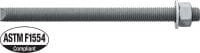 HAS-B-105 HDG Anchor rod High-performance anchor rod for injectable adhesive mortars and HVU adhesive capsule (carbon steel, ASTM F1554 grade 105, hot-dip galvanized)