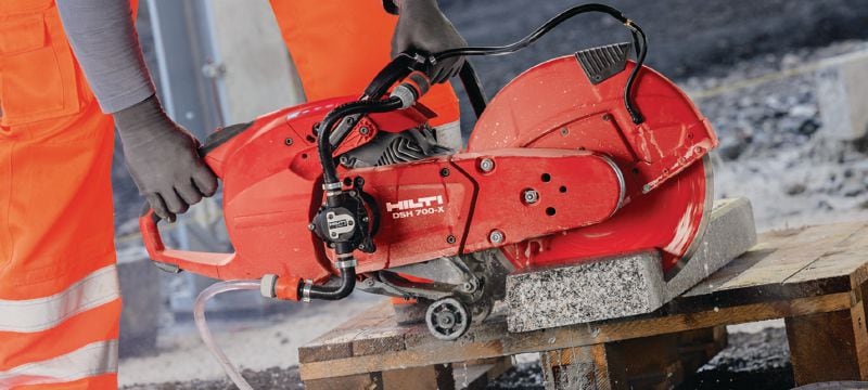 DSH 700-X Gas cut-off saw Versatile rear-handle 70 cc gas saw with auto-choke – cutting depth up to 5 with a 14 blade Applications 1