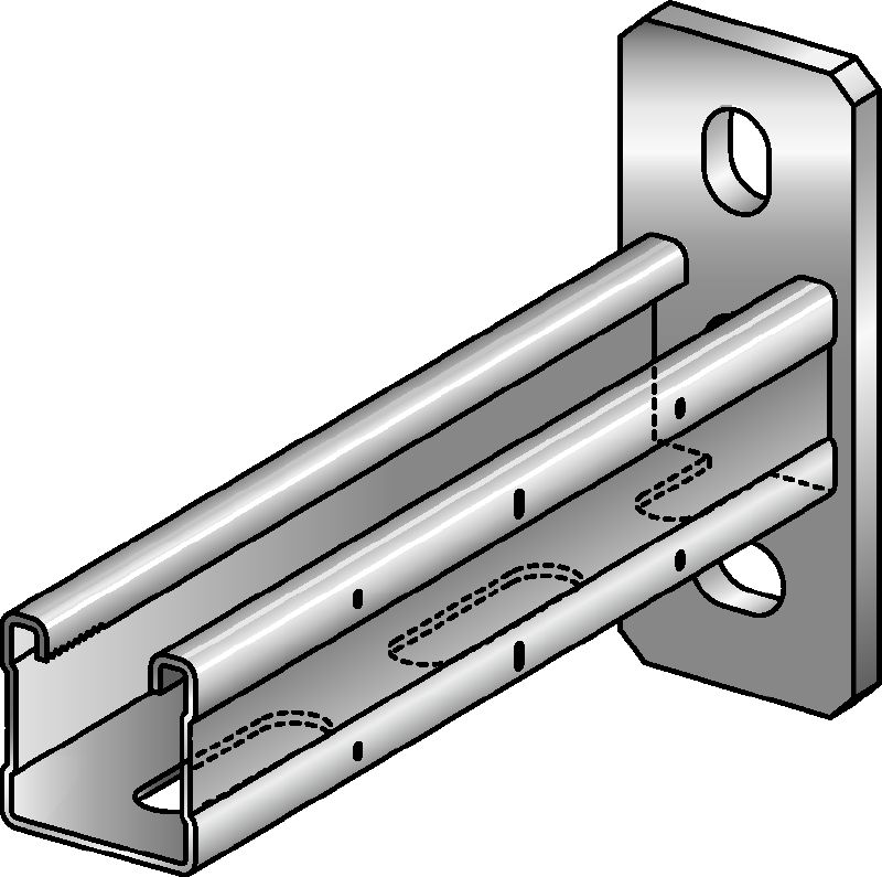 MQK-41-R Stainless steel bracket with a 41 mm high, single MQ strut channel for high corrosion protection