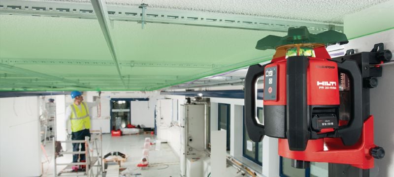 PR 30-HVSG A12 Indoor rotating laser level Indoor rotary laser level with highly visible green beam and automatic functions for virtually any interior jobsite layout tasks Applications 1