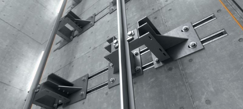 Serrated HAC-V-T Anchor channel Serrated cast-in anchor channels with upgraded load capacity and multiple embedment depths for economical fastening of curtain wall façades Applications 1