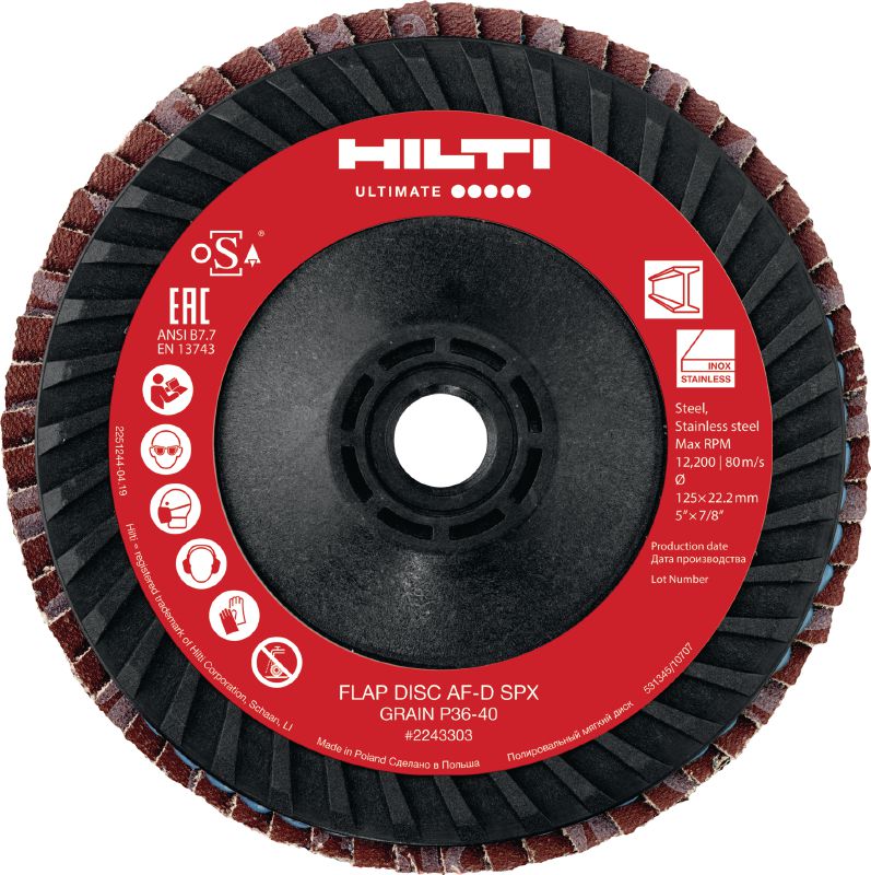 AF-D FT PL SPX Threaded flap disc Ultimate plastic-backed flat flap discs with thread for rough to fine grinding of stainless steel, steel and other metals