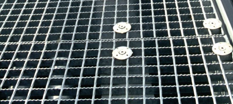 X-FCM-F Grating fastener disc (coated) Grating fastener disc for use with threaded studs in mildly corrosive environments Applications 1