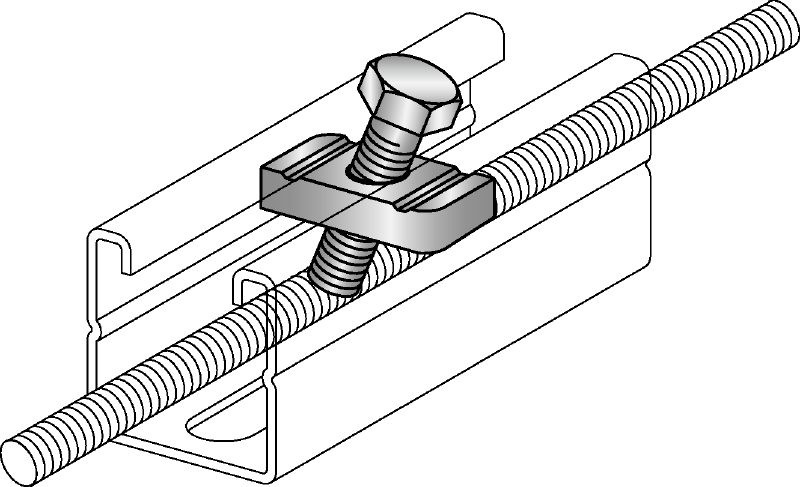 MQS-RS rod-stiffener Galvanized pre-assembled threaded rod stiffener for attaching strut channel to a threaded rod to accommodate compression loads