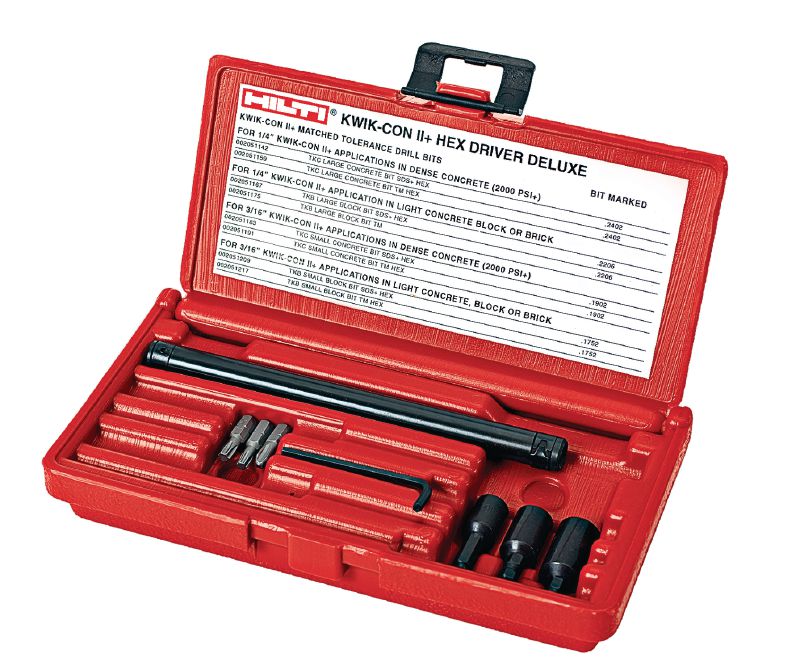 KWIK-CON II Screw anchor Setting tools and accessories for the Kwik-Con + and Kwik-Con II+ screw anchors