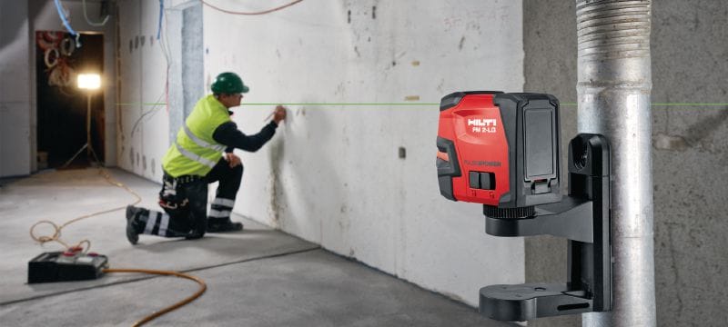 PM 2-LG Line laser level Line laser with 2 lines for leveling, aligning and squaring with green beam Applications 1