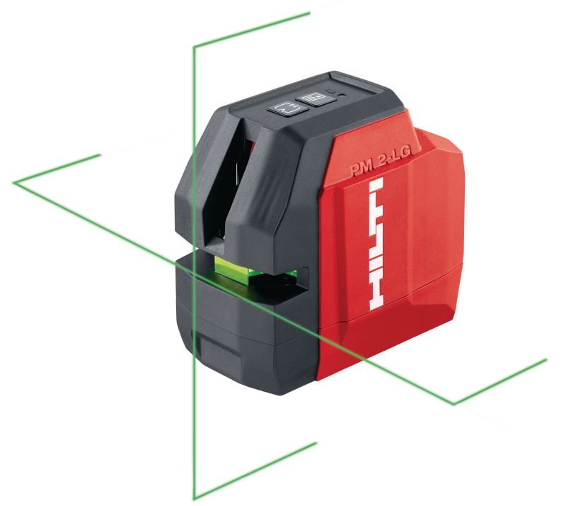 PM 2-LG Green line laser Green line laser with 2 high-visibility beams for leveling and aligning