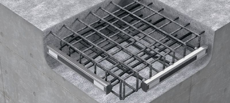 HAC-V Front-of-slab rebar channel Cast-in anchor channels for front-of-slab applications Applications 1