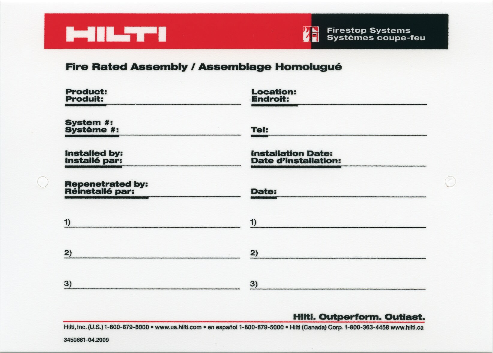 Firestop system plastic label Software for Fire Protection Hilti USA
