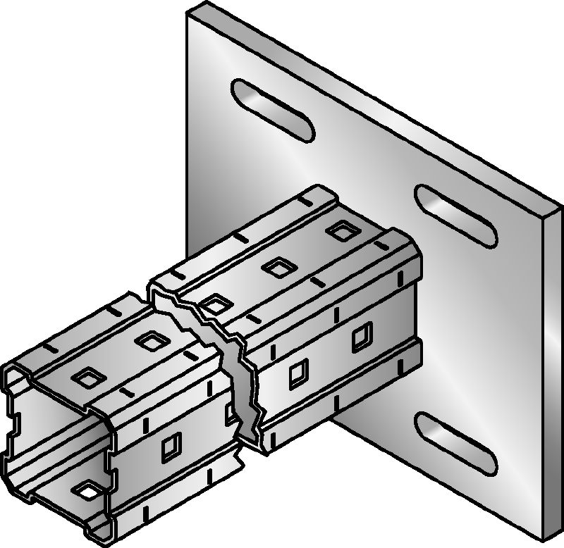 MIC-S90H Bracket Hot-dip galvanized (HDG) box profile bracket for connections to steel in heavy-duty applications