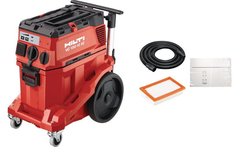 VC 150-10 XE Dust extractor Powerful dust extractor with built-in power outlet for connection with power tools and jobsite clean ups (wet & dry), 8 gallon tank - OSHA compliant with 150 CFM