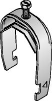 MH-EMTV Strut clamp Pre-assembled strut clamp with tightening screw on top for easy access for attaching tubing and pipes to strut channels