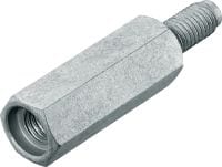 MF Threaded Standoff Adapter Male-Female coated carbon steel threaded standoff for fastening to passive fire protection (PFP) coated steel beams