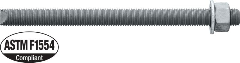HAS-B-105 HDG Anchor rod High-performance anchor rod for injectable adhesive mortars and HVU adhesive capsule (carbon steel, ASTM F1554 grade 105, hot-dip galvanized)