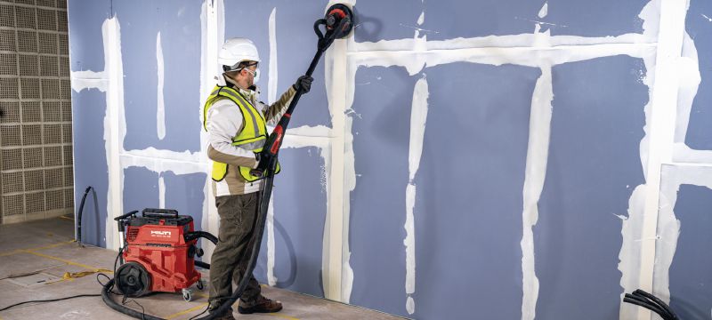 DWS 225 Long-neck sander Long-neck random orbital drywall sander with variable-speed brushless motor and dust extraction (supplied with bag and extension pole) Applications 1