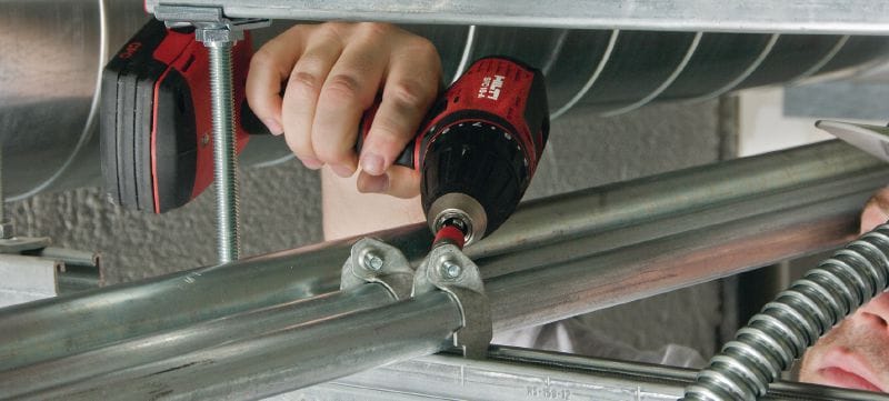 MH-R45 Strut clamp Rigid strut clamp with angled top for attaching tubing and pipes to strut channels Applications 1
