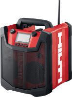 R 6-22 Jobsite radio Battery-powered portable jobsite radio with up to 22 hours of playback per charge and extra durability for use on construction sites (Nuron battery platform)