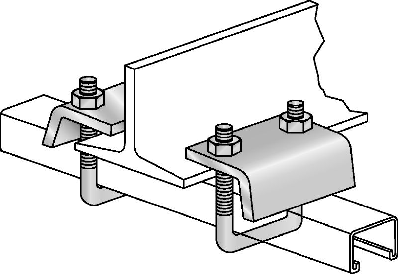 SBC Electrogalvanized beam clamps for attaching strut channels to steel beams for light-duty applications