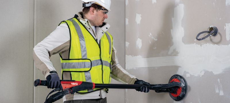 DWS 225 Long-neck sander Long-neck random orbital drywall sander with variable-speed brushless motor and dust extraction (supplied with bag and extension pole) Applications 1