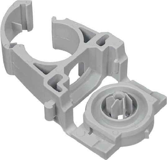 X-EKSC MX Pipe clamp Plastic cable/conduit clamp with clip-in design and snap-lock for use with collated nails
