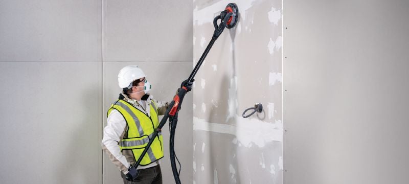 DWS 225 Long-neck sander Long-neck random orbital drywall sander with variable-speed brushless motor and dust extraction (supplied with bag and extension pole) Applications 1