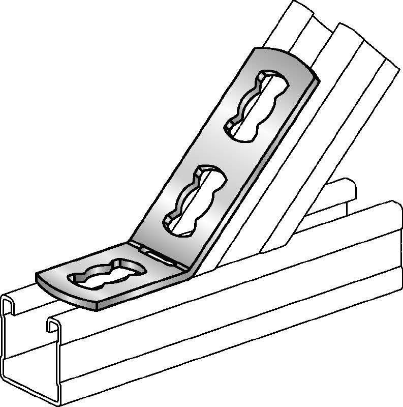 MQW-3/45 Galvanized 45- or 135-degree angle for connecting multiple MQ strut channels