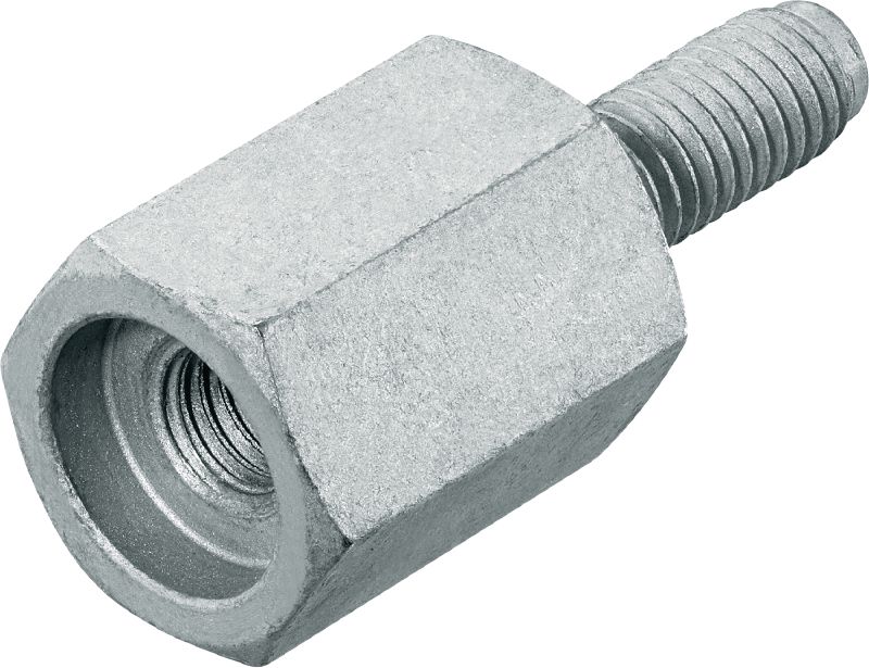 MF Threaded Standoff Adapter Male-Female coated carbon steel threaded standoff for fastening to passive fire protection (PFP) coated steel beams
