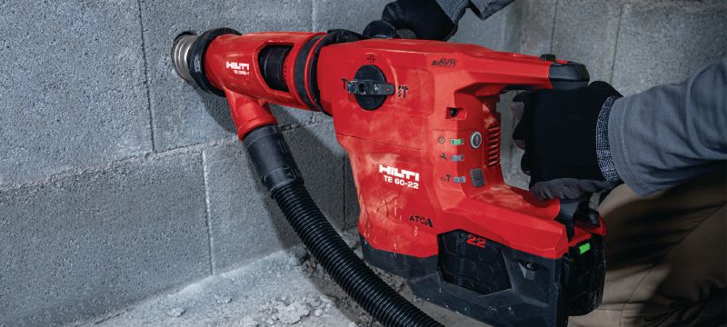 TE 60-22 Cordless rotary hammer Cordless SDS Max (TE-Y) rotary hammer with Active Vibration Reduction and Active Torque Control for heavy-duty concrete drilling and chiseling (Nuron battery platform) Applications 1