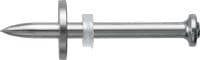 X-CR P8 S Steel/concrete nails with washer Stainless steel single nail with steel washer for use with powder-actuated nailers on steel and concrete in corrosive environments