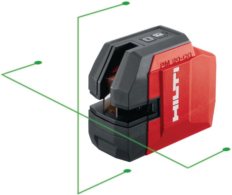 PM 20-CG Plumb and cross line laser Green beam combi-laser with 2 lines and 4 points for plumbing, leveling, aligning and squaring