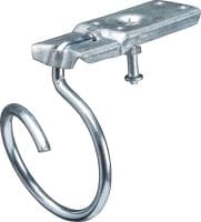X-BR Bridle ring with nail Bridle ring with pre-mounted nail for use with powder-actuated tools on tough concrete