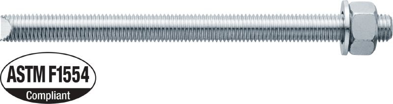 HAS-B-105 Anchor rod High-performance anchor rod for injectable adhesive mortars and adhesive HVU2 capsule (carbon steel, ASTM F1554 grade 105, zinc-plated)